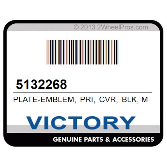 Victory 5132268 Plate-Emblem, Pri, Cvr, Blk, Mach