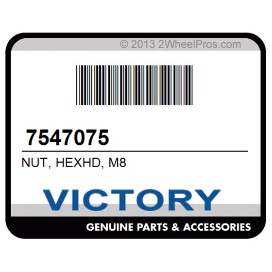 Victory 7547075 Nut, Hexhd, M8