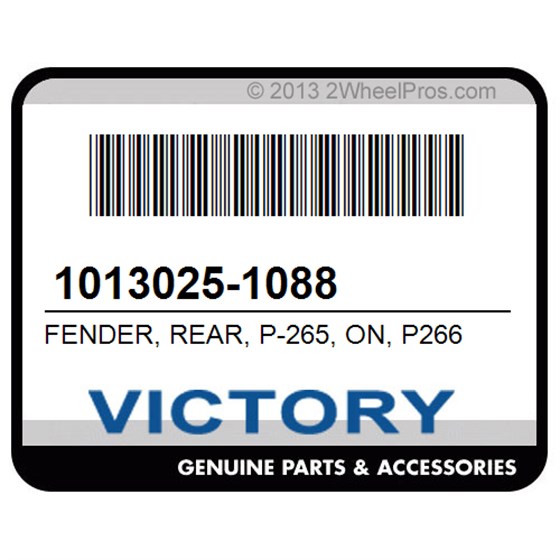 Victory 1013025-1088 Fender, Rear, P-265, On, P266