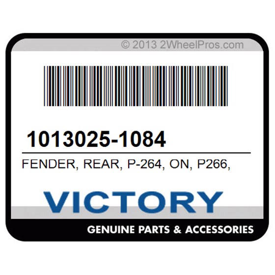 Victory 1013025-1084 Fender, Rear, P-264, On, P266, **