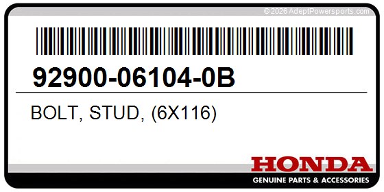 Honda 92900-06104-0B Bolt, Stud, (6X116)