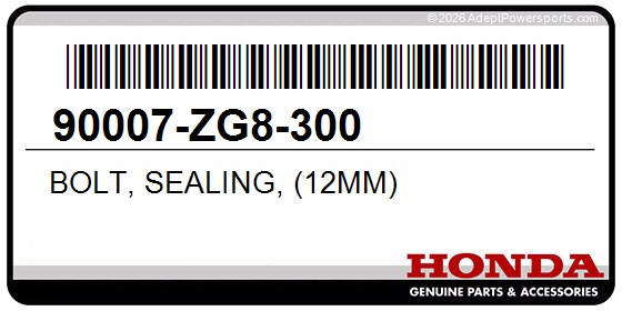 Honda 90007-ZG8-300 Bolt, Sealing, (12Mm)