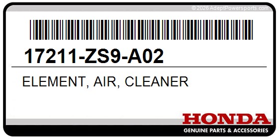 Honda 17211-ZS9-A02 Element, Air, Cleaner