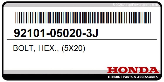 Honda 92101-05020-3J Bolt, Hex., (5X20)