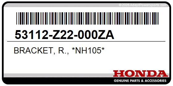 Honda 53112-Z22-000ZA Bracket, R., *Nh105*