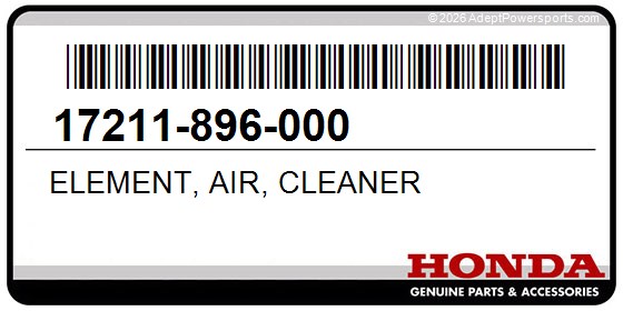 Honda 17211-896-000 Element, Air, Cleaner