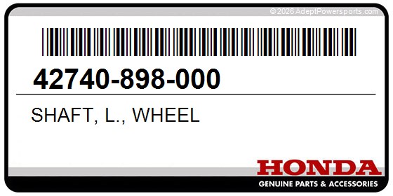 Honda 42740-898-000 Shaft, L., Wheel