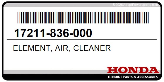 Honda 17211-836-000 Element, Air, Cleaner