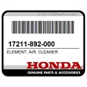 Honda 17211-892-000 Element, Air, Cleaner