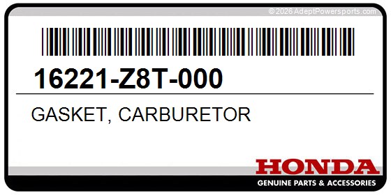 Honda 16221-Z8T-000 Gasket, Carburetor