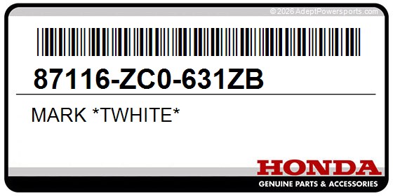 Honda 87116-ZC0-631ZB Mark *Twhite*