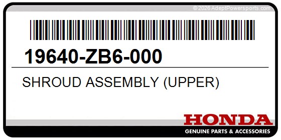 Honda 19640-ZB6-000 Shroud Assembly (Upper)