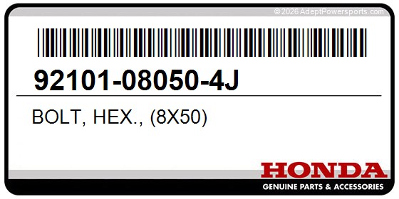Honda 92101-08050-4J Bolt, Hex., (8X50)