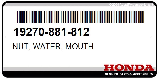 Honda 19270-881-812 Nut, Water, Mouth