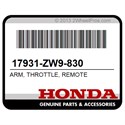 Honda 17931-ZW9-830 Arm, Throttle, Remote