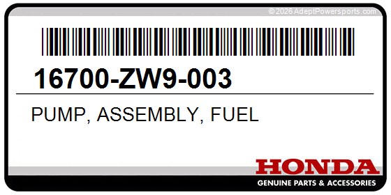 Honda 16700-ZW9-003 Pump, Assembly, Fuel
