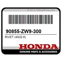 Honda 90855-ZW9-300 Rivet (4X22.6)