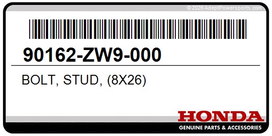 Honda 90162-ZW9-000 Bolt, Stud, (8X26)