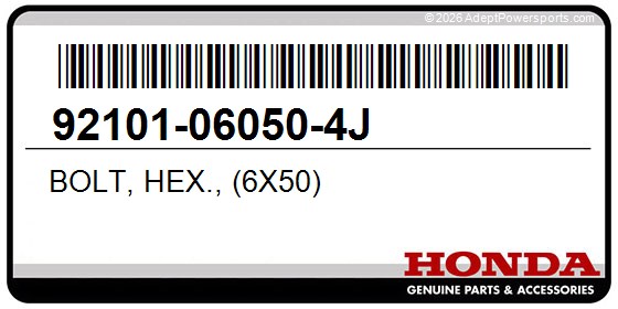Honda 92101-06050-4J Bolt, Hex., (6X50)