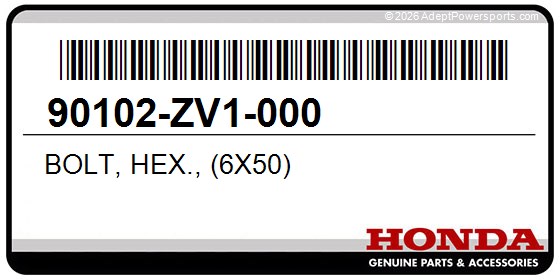 Honda 90102-ZV1-000 Bolt, Hex., (6X50)