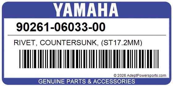 Yamaha 90261-06033-00 Rivet, Countersunk, (St17.2Mm)