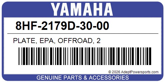 Yamaha 8HF-2179D-30-00 Plate, Epa, Offroad, 2