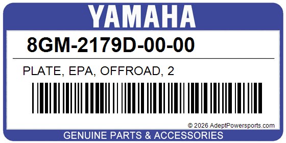 Yamaha 8GM-2179D-00-00 Plate, Epa, Offroad, 2