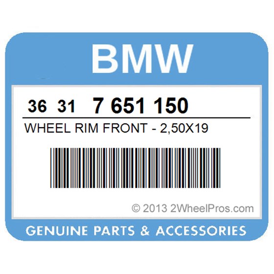 BMW 36317651150 Wheel Rim Front - 2,50X19