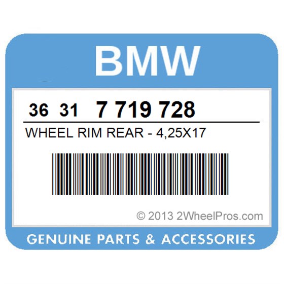 BMW 36317719728 Wheel Rim Rear - 4,25X17
