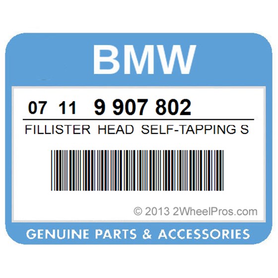BMW 07119907802 Fillister Head Self-Tapping Screw - St3,5X19-Z1