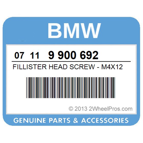 BMW 07119900692 Fillister Head Screw - M4x12