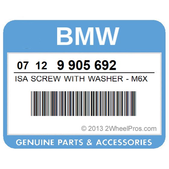 BMW 07129905692 Isa Screw With Washer - M6x20-Znniv Si