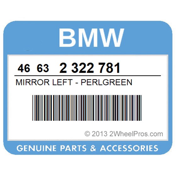 BMW 46632322781 Mirror Left - Perlgreen