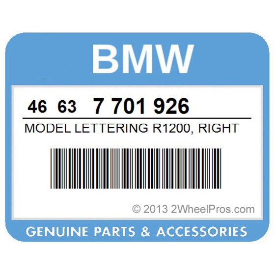 BMW 46637701926 Model Lettering R1200, Right - Red