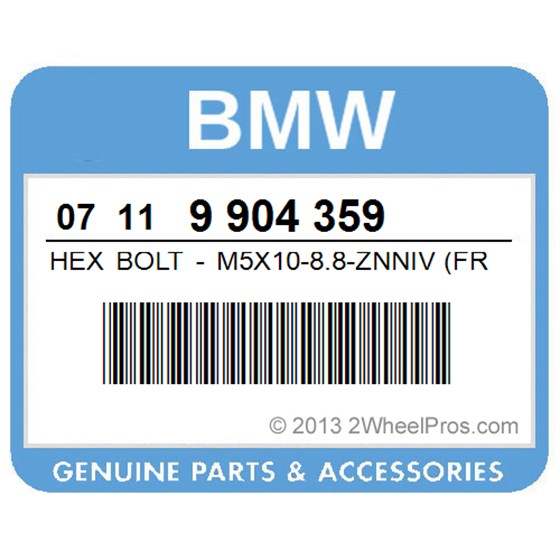 BMW 07119904359 Hex Bolt - M5x10-8.8-Znniv (From 11/10)