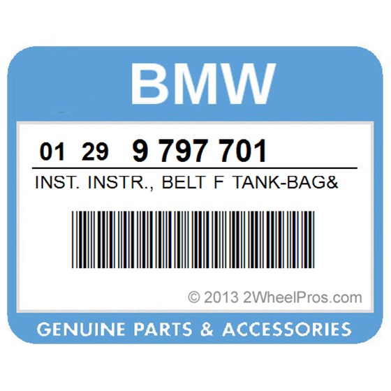 BMW 01299797701 Inst. Instr., Belt F Tank-Bag&Map-Pocket