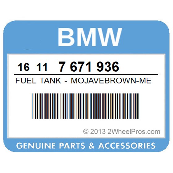 BMW 16117671936 Fuel Tank - Mojavebrown-Met