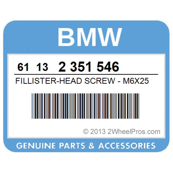 BMW 61132351546 Fillister-Head Screw - M6x25