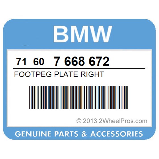 BMW 71607668672 Footpeg Plate Right