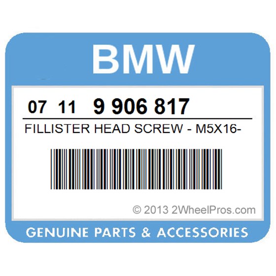 BMW 07119906817 Fillister Head Screw - M5x16-Z3-2