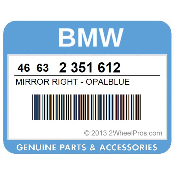 BMW 46632351612 Mirror Right - Opalblue