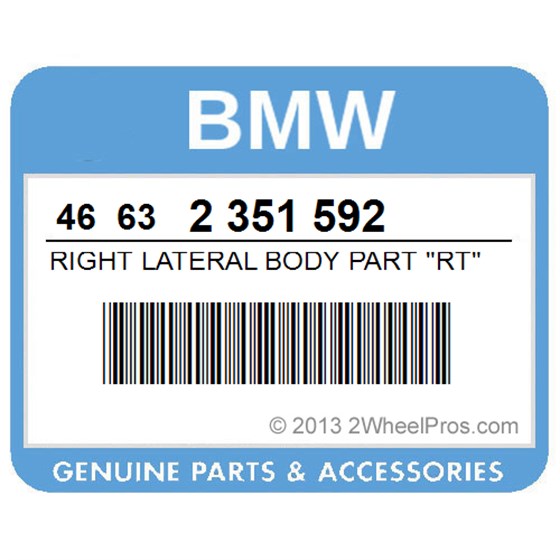 BMW 46632351592 Right Lateral Body Part "Rt" - Opalblue