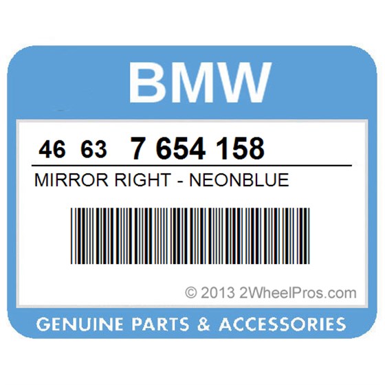 BMW 46637654158 Mirror Right - Neonblue