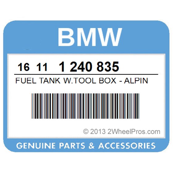 BMW 16111240835 Fuel Tank W.Tool Box - Alpinwhite
