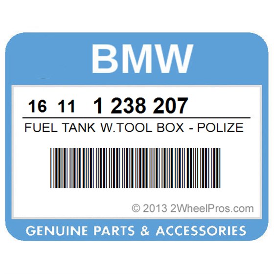 BMW 16111238207 Fuel Tank W.Tool Box - Polizeiwhite