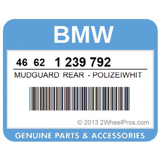 BMW 46621239792 Mudguard Rear - Polizeiwhite