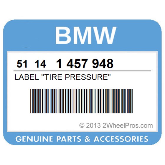 BMW 51141457948 Label "Tire Pressure"