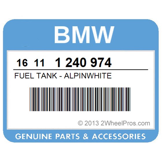 BMW 16111240974 Fuel Tank - Alpinwhite