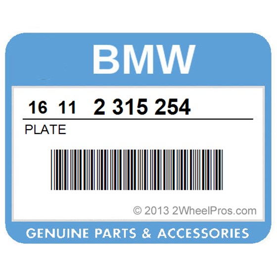 BMW 16112315254 Plate