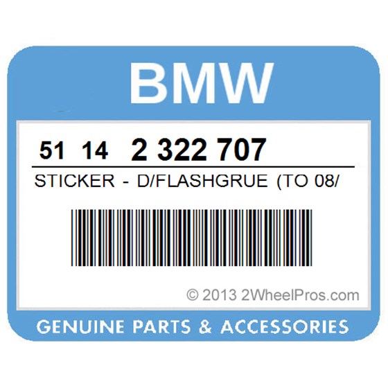 BMW 51142322707 Sticker - D/Flashgrue (To 08/91)